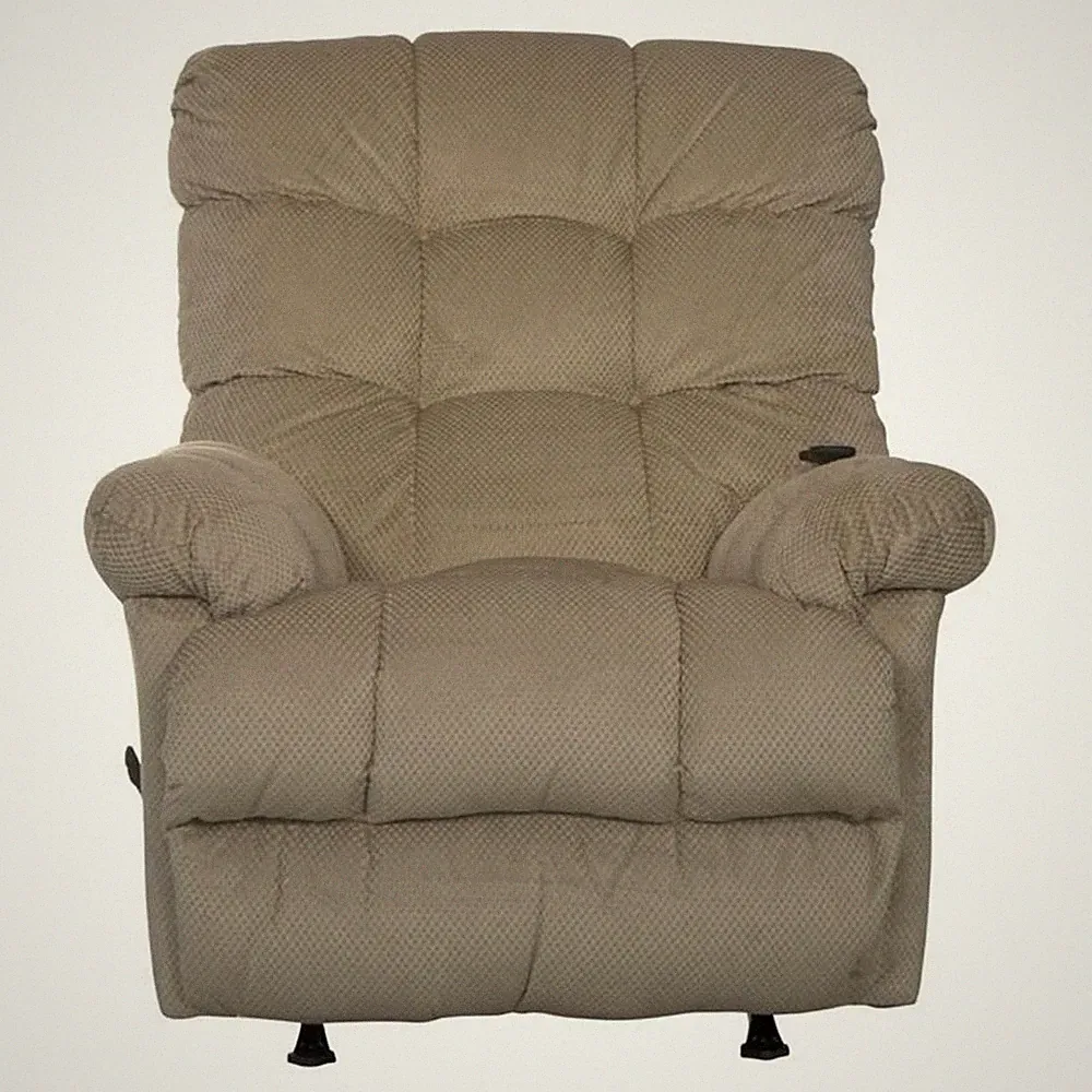 Batts Chaise Rocker Recliner with Heat & Massage in Beige Polyester Fabric