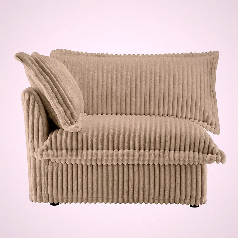 Corduroy Recliner Sofa Camel, w/ High Back Removable Covers, Comfort