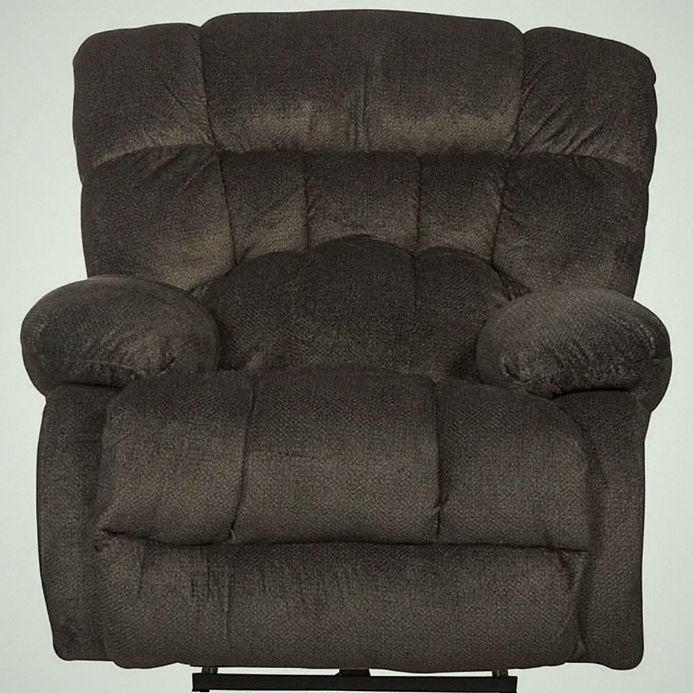 Johnson Power Lay Flat Recliner in Gray Polyester Fabric