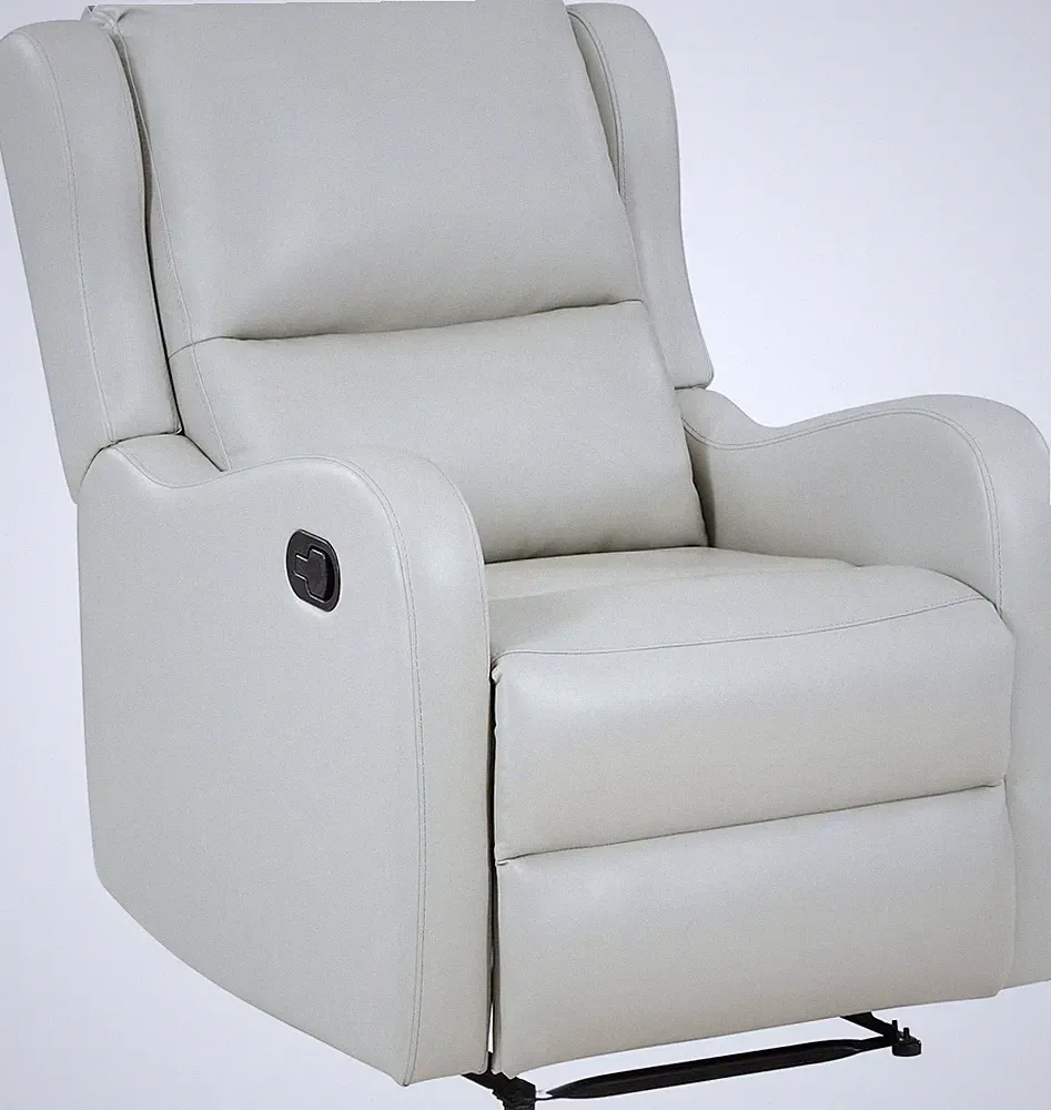 Kelsey Ivory Leatherette Swivel Glider Recliner Chair with Plush Foam Cushions