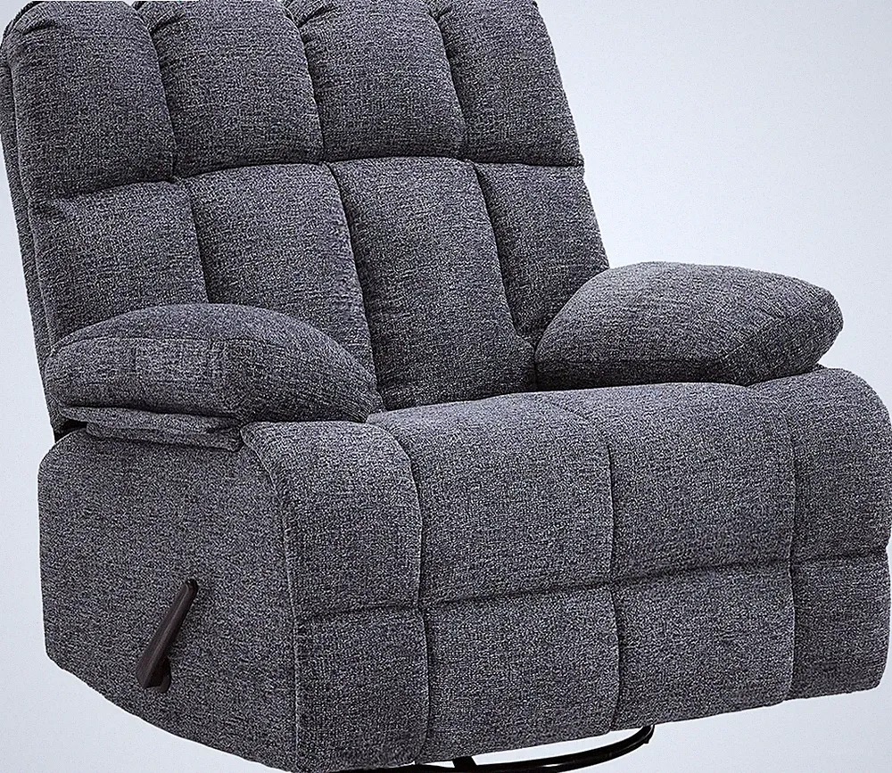 Oversized Rocker Recliner Chair for Big Men, Extra Wide Soft Grey Sofa