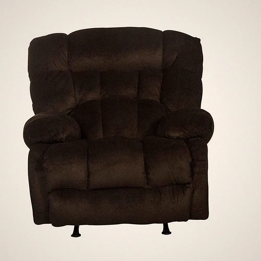 Pemberly Row Chaise Rocker Recliner in Brown Polyester Fabric